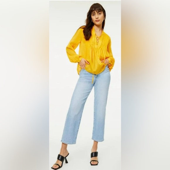 NWOT Rag & Bone Women's Yellow Blouse Size XXS $325 - Picture 3 of 5